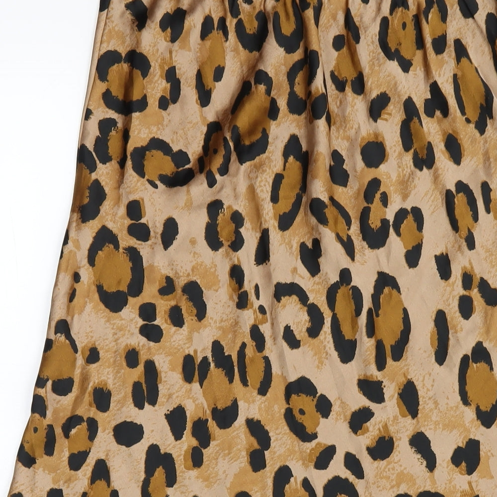 Dancing Leopard Womens Beige Animal Print Polyester A-Line Skirt Size 10 - Leopard Print