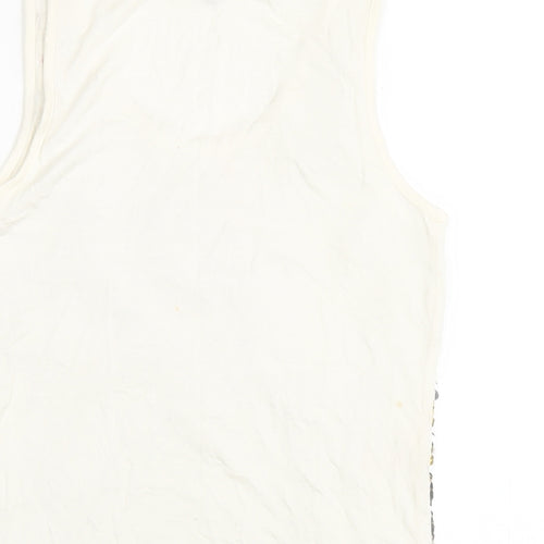 Marks and Spencer Girls Ivory Vinyl Basic Tank Size 11-12 Years Scoop Neck Pullover - Sequin