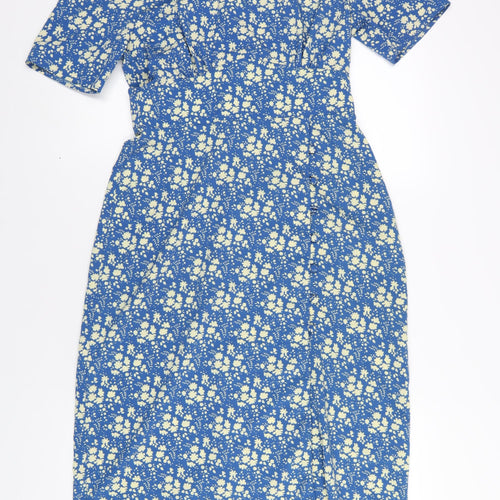 ASOS Womens Blue Polyester A-Line Size 12 Round Neck Zip