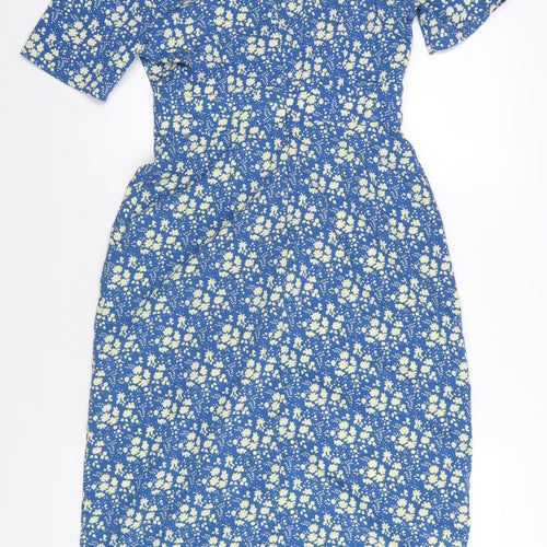 ASOS Womens Blue Polyester A-Line Size 12 Round Neck Zip