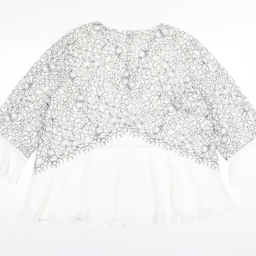 Together Womens White Polyester Basic Blouse Size 18 V-Neck