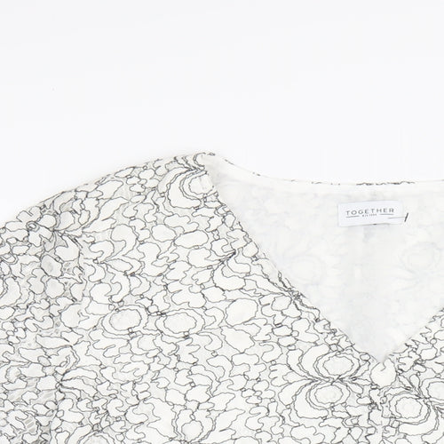 Together Womens White Polyester Basic Blouse Size 18 V-Neck