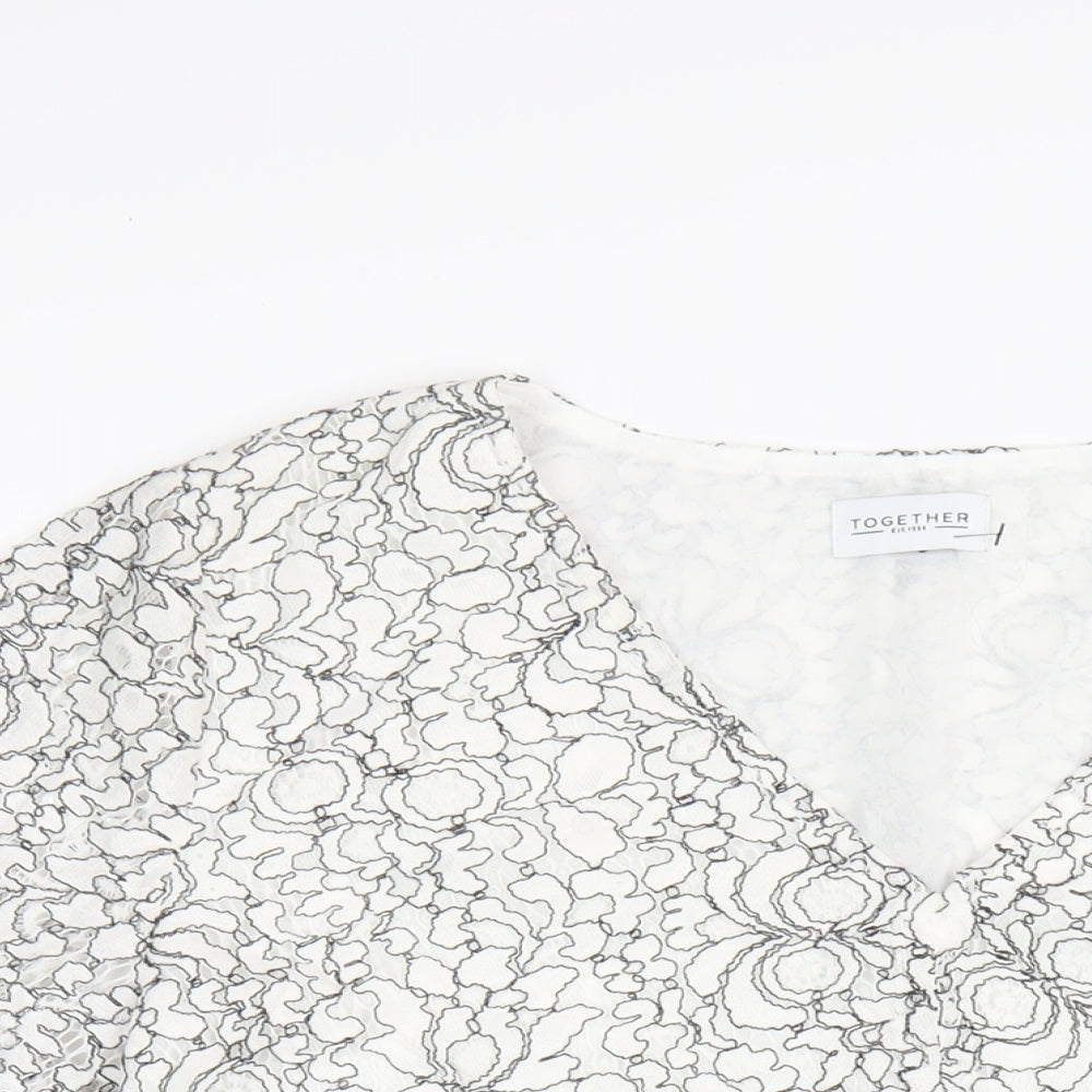 Together Womens White Polyester Basic Blouse Size 18 V-Neck