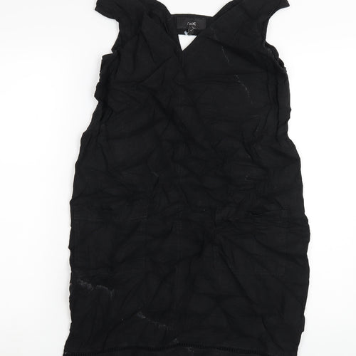 NEXT Womens Black Linen Tank Dress Size 10 V-Neck Pullover