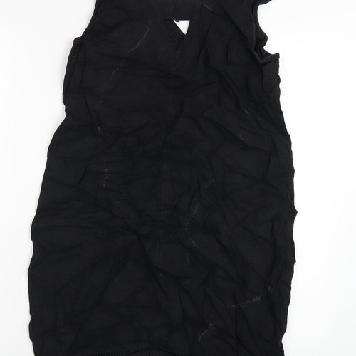 NEXT Womens Black Linen Tank Dress Size 10 V-Neck Pullover