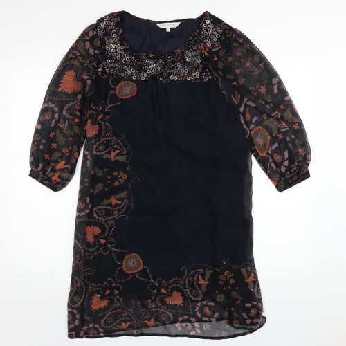RJR.John Rocha Womens Multicoloured Geometric Polyester A-Line Size 12 Round Neck Zip