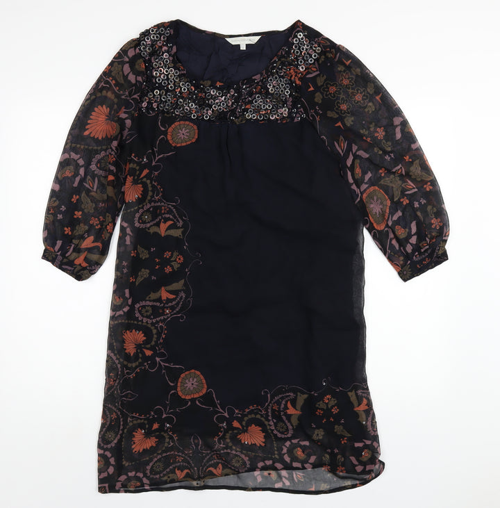 RJR.John Rocha Womens Multicoloured Geometric Polyester A-Line Size 12 Round Neck Zip