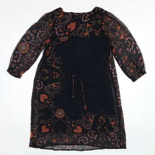 RJR.John Rocha Womens Multicoloured Geometric Polyester A-Line Size 12 Round Neck Zip