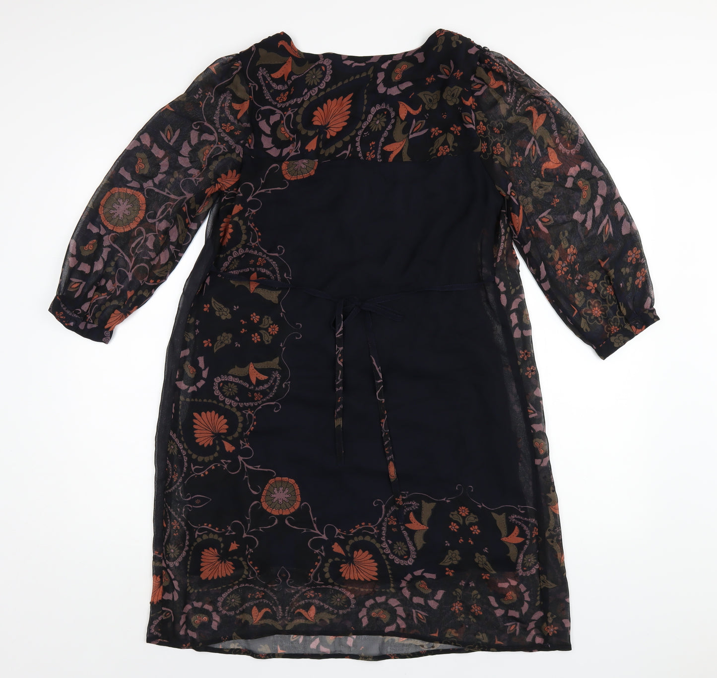 RJR.John Rocha Womens Multicoloured Geometric Polyester A-Line Size 12 Round Neck Zip