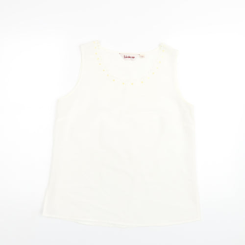 Kaleidoscope Womens Ivory Polyester Basic Tank Size 12 Scoop Neck