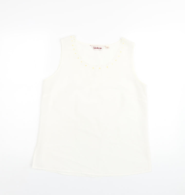Kaleidoscope Womens Ivory Polyester Basic Tank Size 12 Scoop Neck