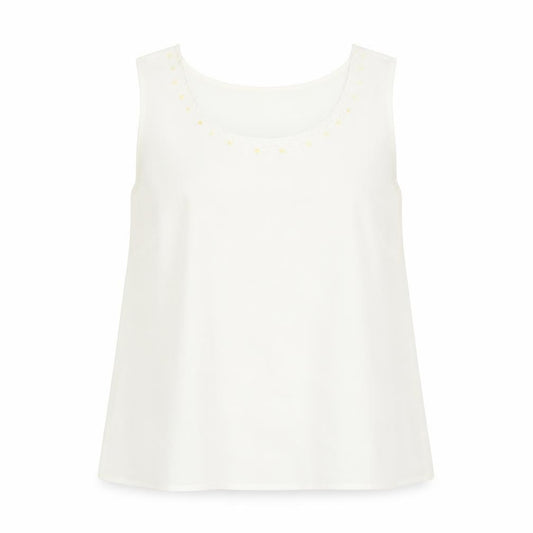 Front view of Kaleidoscope women’s ivory polyester basic tank, size UK 12, scoop neck