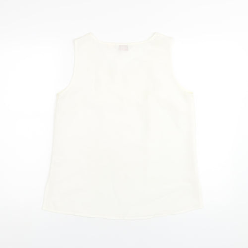 Kaleidoscope Womens Ivory Polyester Basic Tank Size 12 Scoop Neck