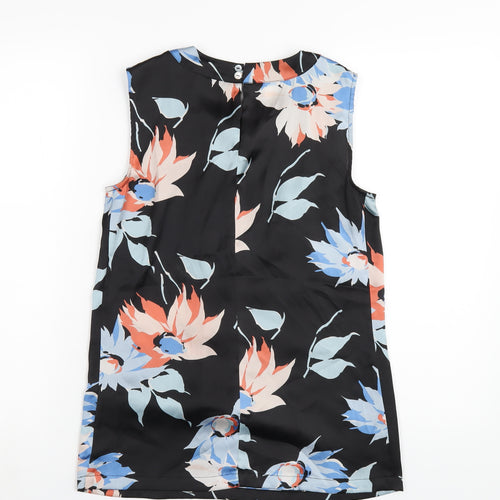 Clements Ribeiro Womens Multicoloured Floral Polyester Basic Blouse Size 8 Scoop Neck - Beaded Neckline