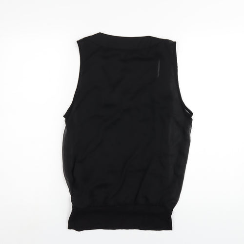 H&M Womens Black Polyester Basic Tank Size 8 Scoop Neck - Beaded Neckline