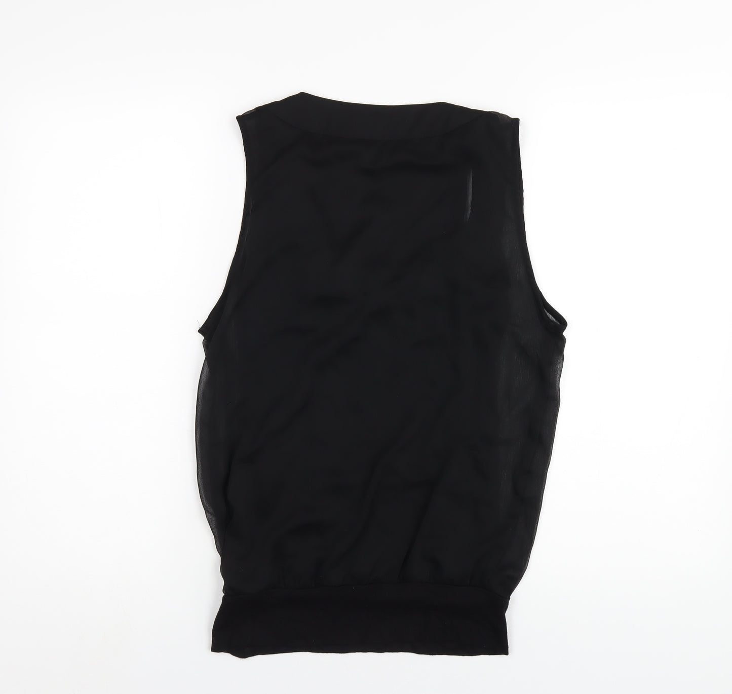 H&M Womens Black Polyester Basic Tank Size 8 Scoop Neck - Beaded Neckline