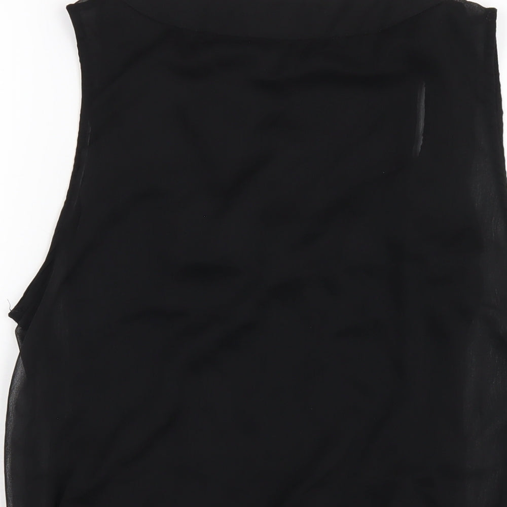 H&M Womens Black Polyester Basic Tank Size 8 Scoop Neck - Beaded Neckline