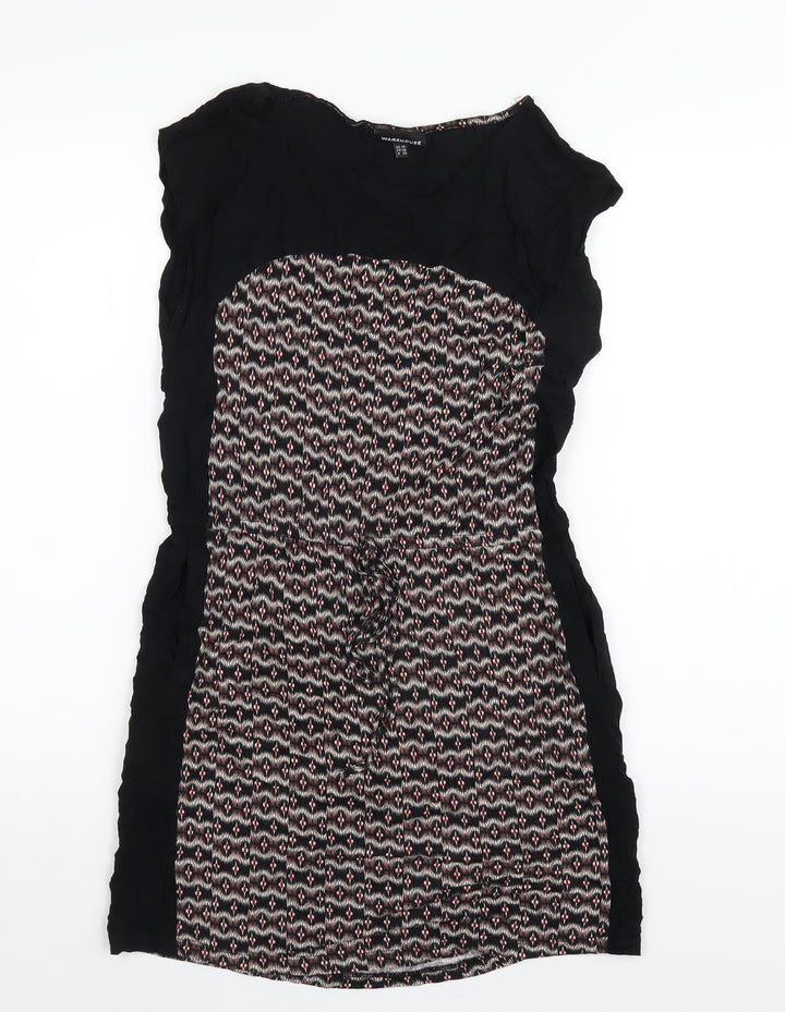 Warehouse Womens Multicoloured Geometric Viscose A-Line Size 10 Round Neck Pullover