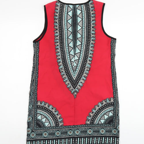 Band of Gypsies Womens Multicoloured Geometric Polyester A-Line Size M Round Neck Pullover