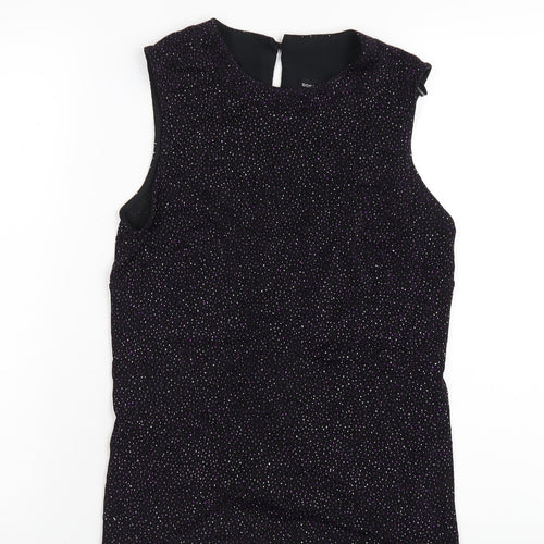 Dorothy Perkins Womens Black Polyester Basic T-Shirt Size 10 Round Neck