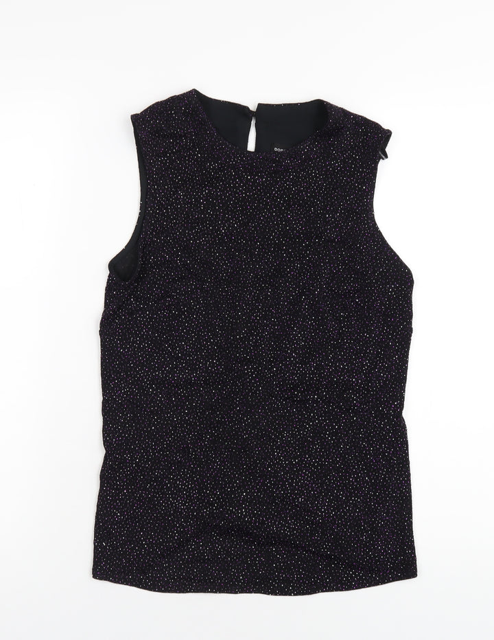 Dorothy Perkins Womens Black Polyester Basic T-Shirt Size 10 Round Neck