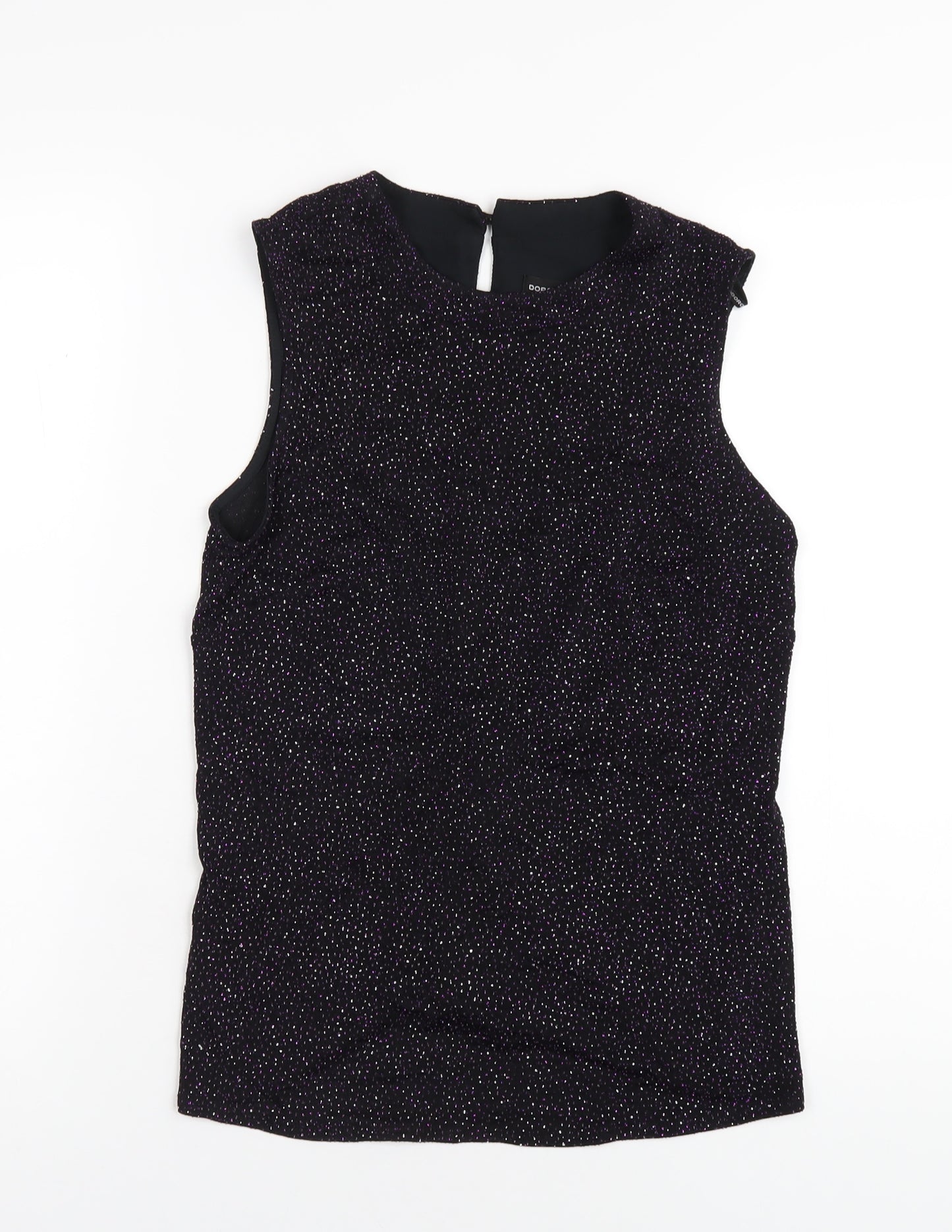 Dorothy Perkins Womens Black Polyester Basic T-Shirt Size 10 Round Neck