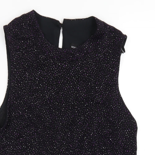 Dorothy Perkins Womens Black Polyester Basic T-Shirt Size 10 Round Neck
