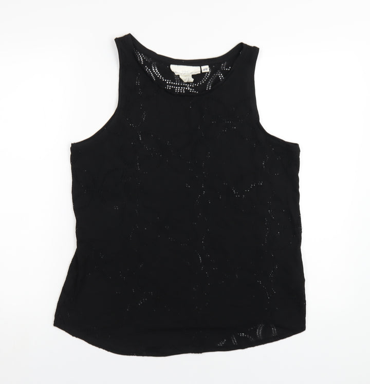 H&M Womens Black Polyester Basic Tank Size M Scoop Neck