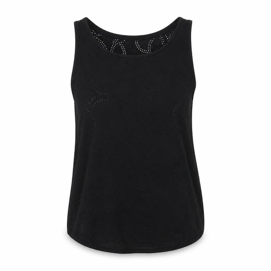 Front view of H&M women’s black polyester basic tank, size M, scoop neck