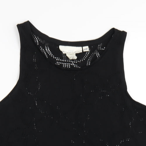H&M Womens Black Polyester Basic Tank Size M Scoop Neck