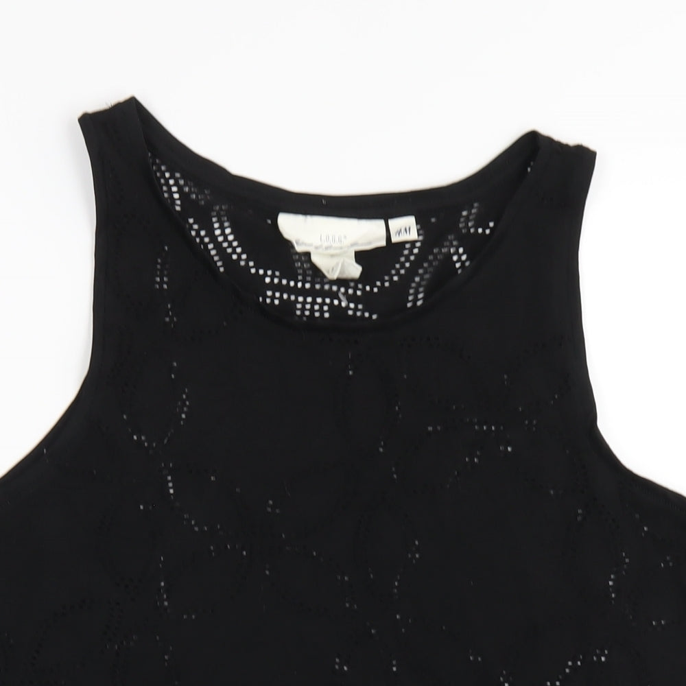 H&M Womens Black Polyester Basic Tank Size M Scoop Neck
