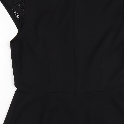 H&M Womens Black Polyester A-Line Size M Round Neck Zip
