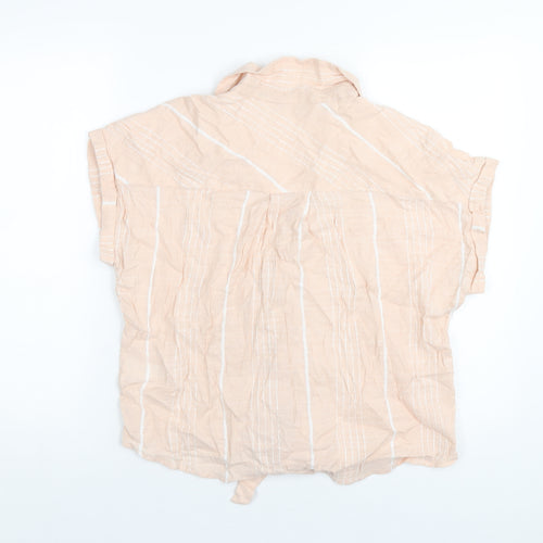 Dorothy Perkins Womens Pink Striped Cotton Basic Button-Up Size 16 Collared