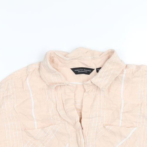 Dorothy Perkins Womens Pink Striped Cotton Basic Button-Up Size 16 Collared