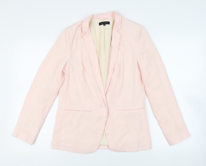 New Look Womens Pink Jacket Blazer Size 10 Button