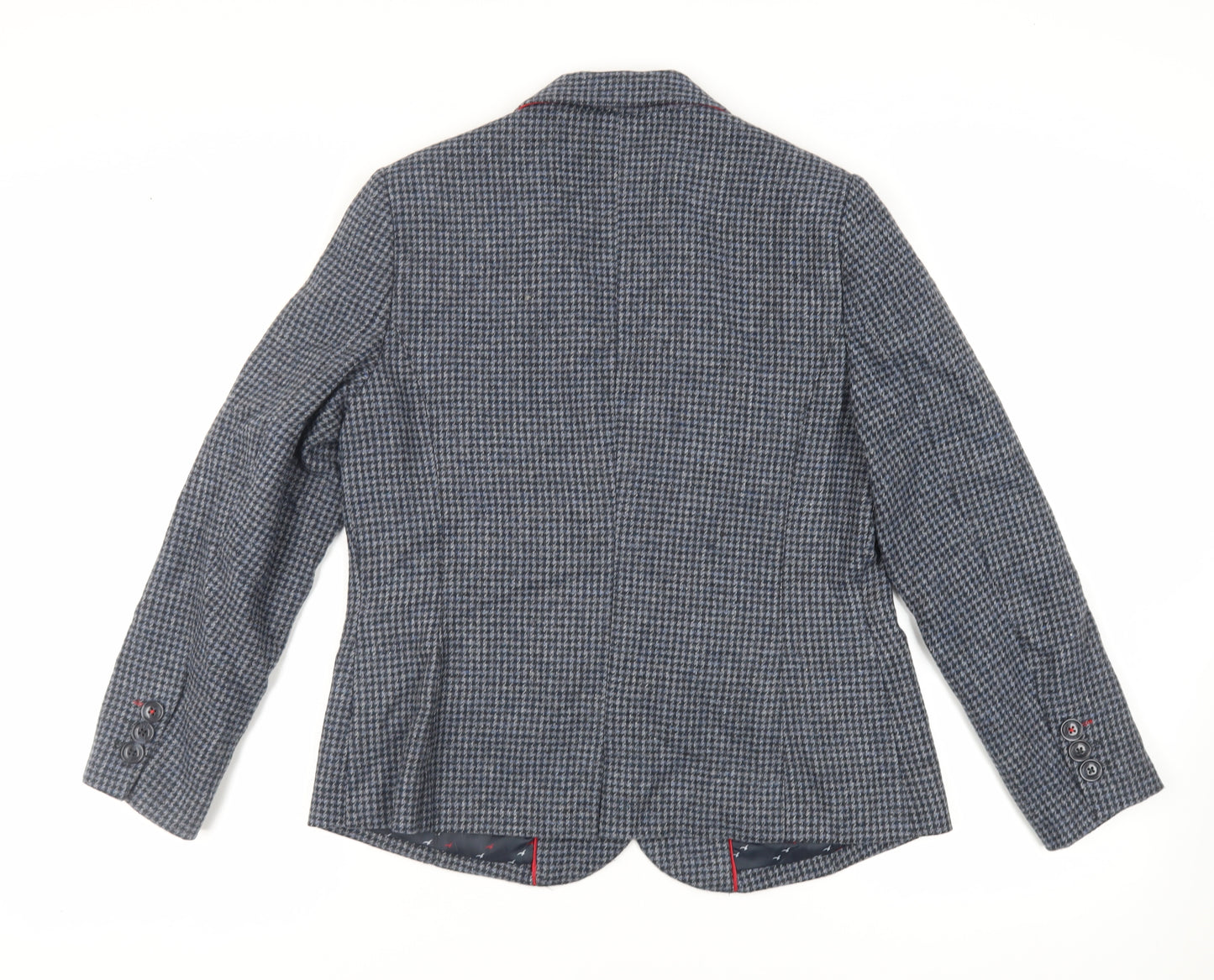 Maine New England Womens Blue Geometric Jacket Blazer Size 14 Button