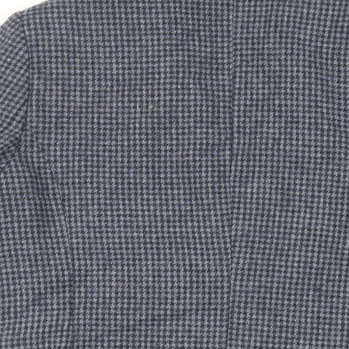Maine New England Womens Blue Geometric Jacket Blazer Size 14 Button