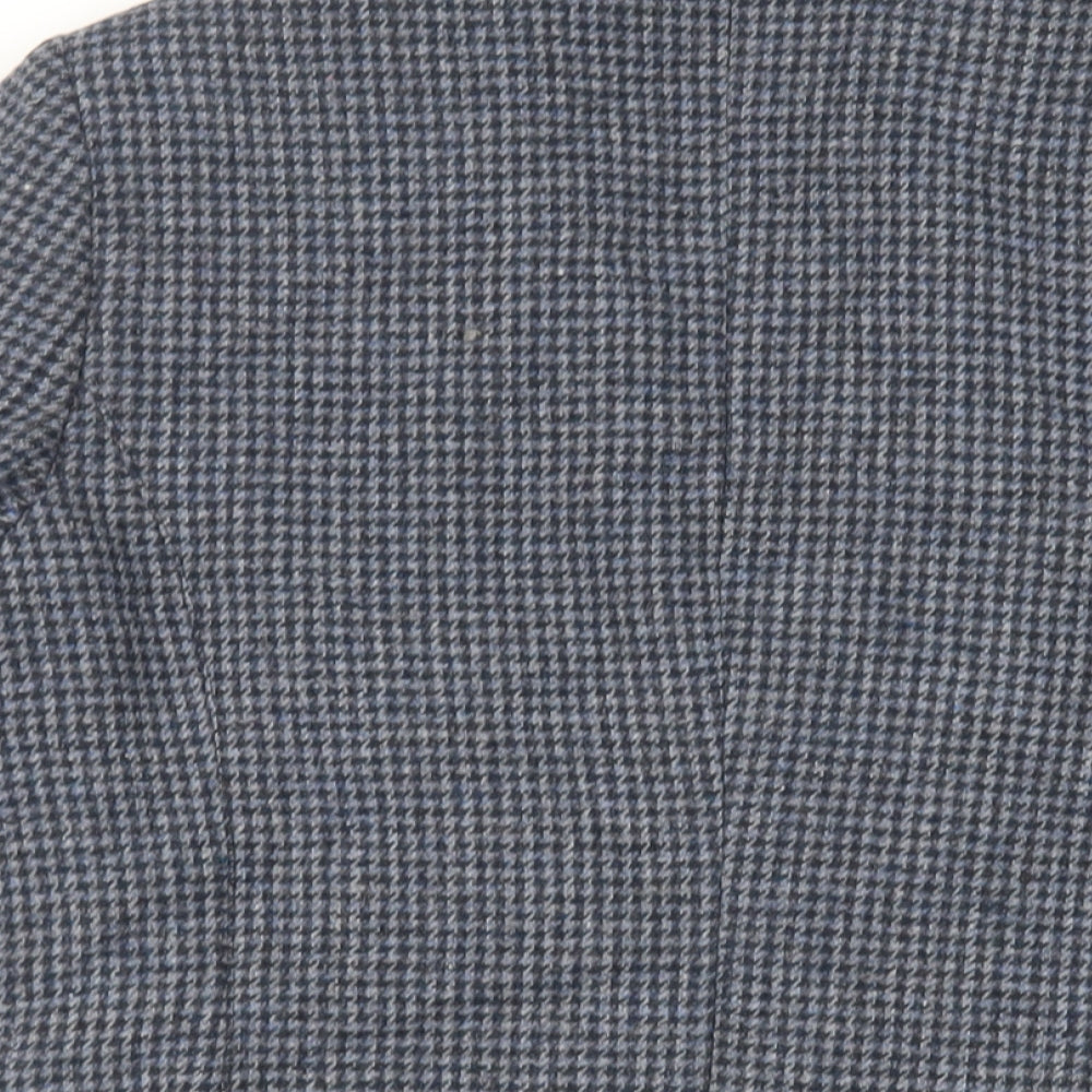 Maine New England Womens Blue Geometric Jacket Blazer Size 14 Button