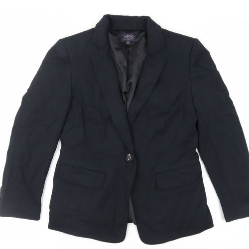 Marks and Spencer Womens Black Jacket Blazer Size 12 Button