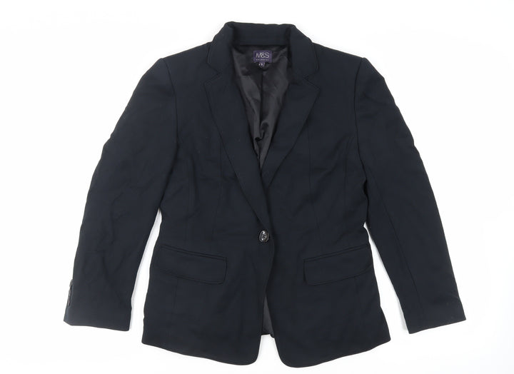Marks and Spencer Womens Black Jacket Blazer Size 12 Button