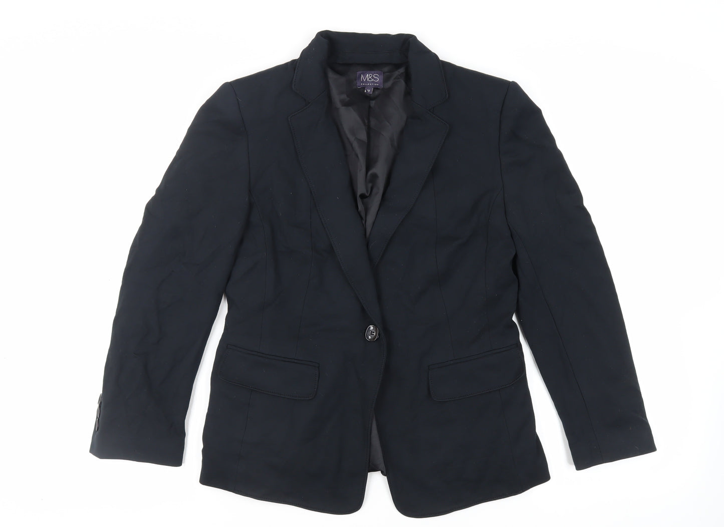 Marks and Spencer Womens Black Jacket Blazer Size 12 Button