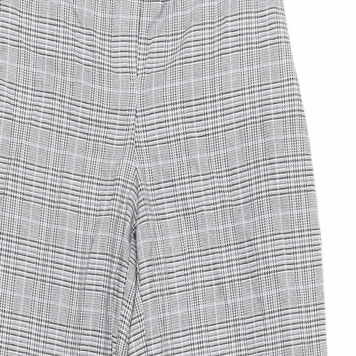 NEXT Womens Grey Plaid Polyester Trousers Size 8 L25 in Regular - Short Length