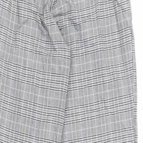 NEXT Womens Grey Plaid Polyester Trousers Size 8 L25 in Regular - Short Length