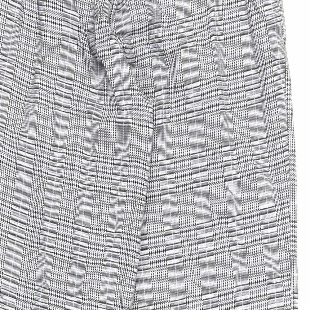 NEXT Womens Grey Plaid Polyester Trousers Size 8 L25 in Regular - Short Length