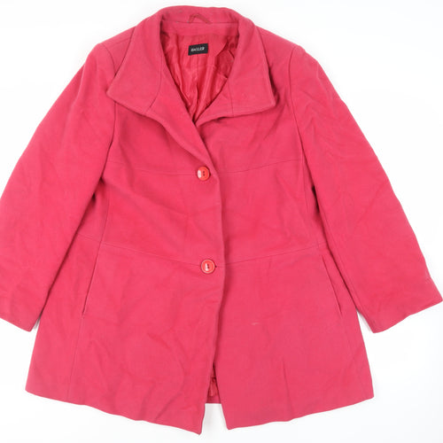 Basler Womens Pink Wool Cashmere Pea Coat Size 16