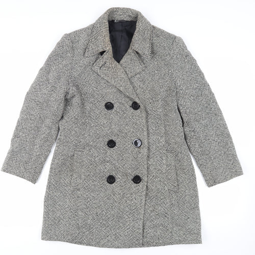 BHS Womens Grey Pea Coat Coat Size 12 Button
