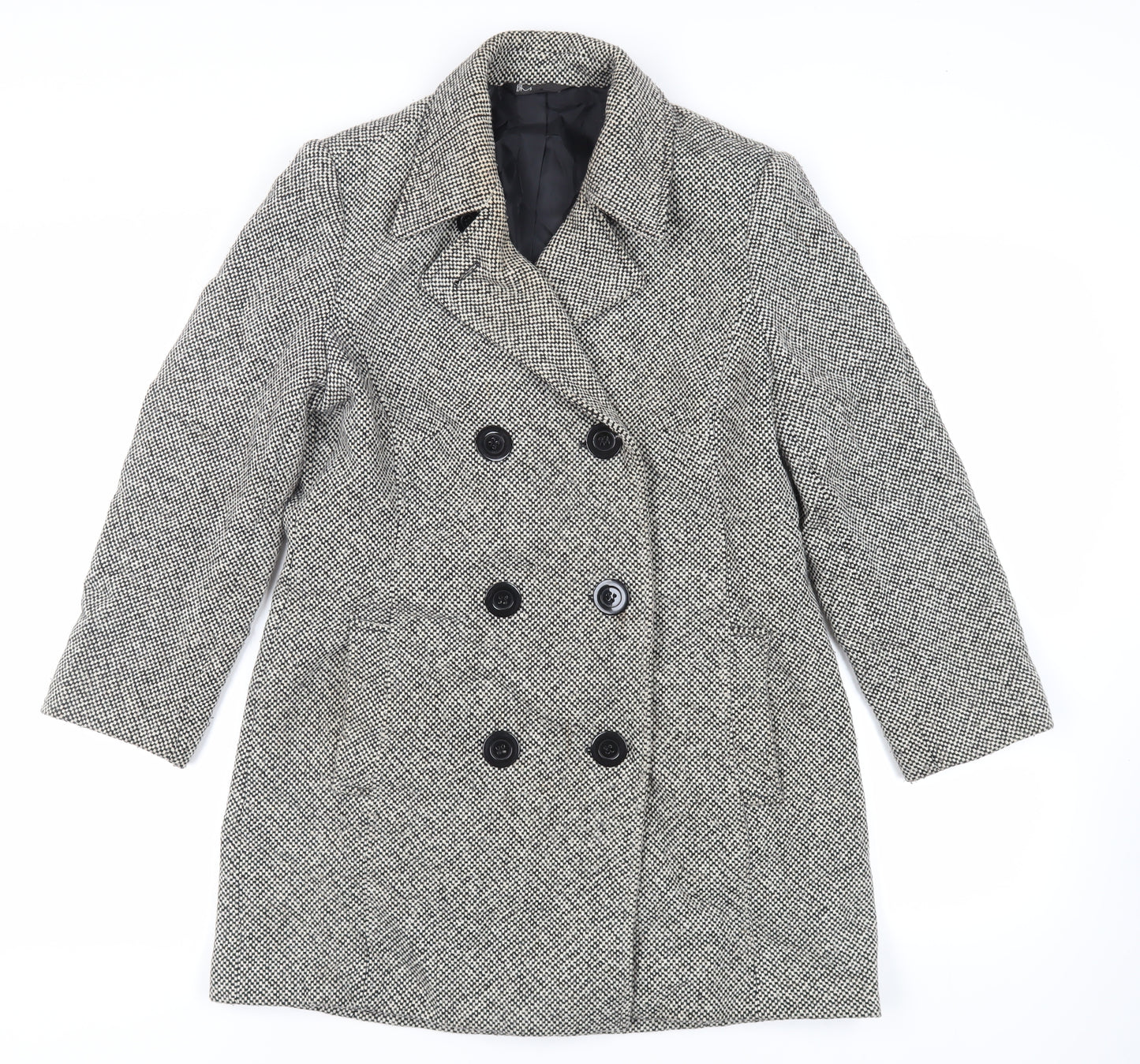 BHS Womens Grey Pea Coat Coat Size 12 Button