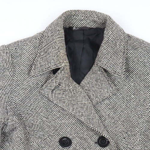 BHS Womens Grey Pea Coat Coat Size 12 Button
