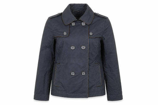 Front view of Autograph women’s blue jacket, size UK 12, button