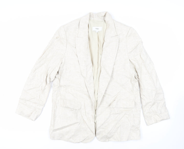 Marks and Spencer Womens Beige Jacket Blazer Size 16 - Open